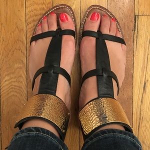 Sam Edelman gold & black sandals - barely worn